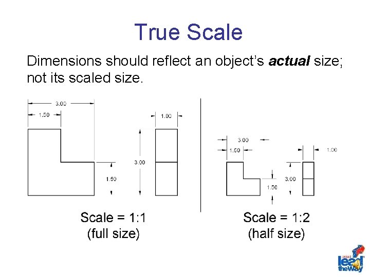 True Scale Dimensions should reflect an object’s actual size; not its scaled size. 