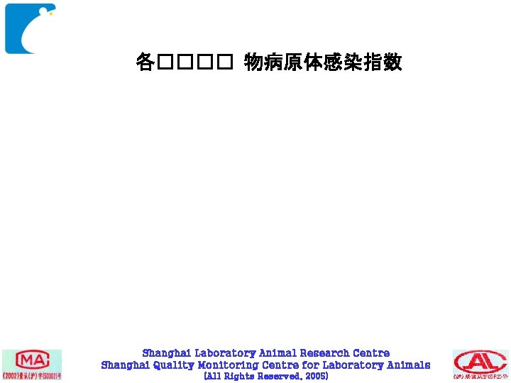 各���� 物病原体感染指数 Shanghai Laboratory Animal Research Centre Shanghai Quality Monitoring Centre for Laboratory Animals