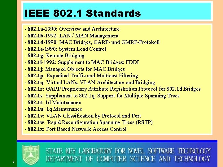 IEEE 802. 1 Standards - 802. 1 a-1990: Overview and Architecture - 802. 1