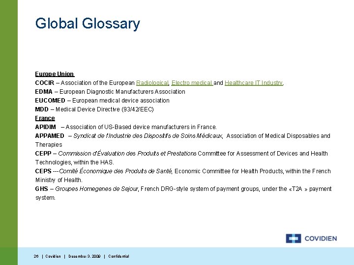 Global Glossary Europe Union COCIR – Association of the European Radiological, Electro medical and