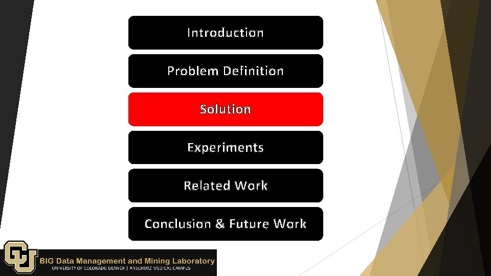 Introduction Problem Definition Solution Experiments Related Work Conclusion & Future Work 