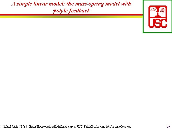 A simple linear model: the mass-spring model with -style feedback Michael Arbib CS 564