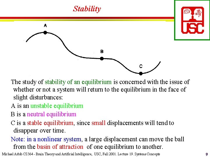Stability The study of stability of an equilibrium is concerned with the issue of