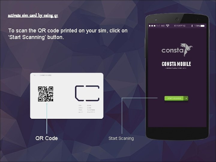 activate sim card by using qr To scan the QR code printed on your