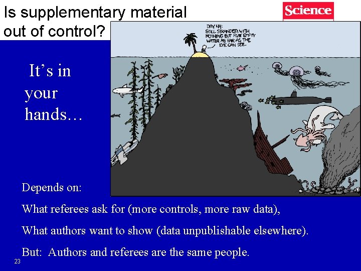 Is supplementary material out of control? It’s in your hands… Depends on: What referees