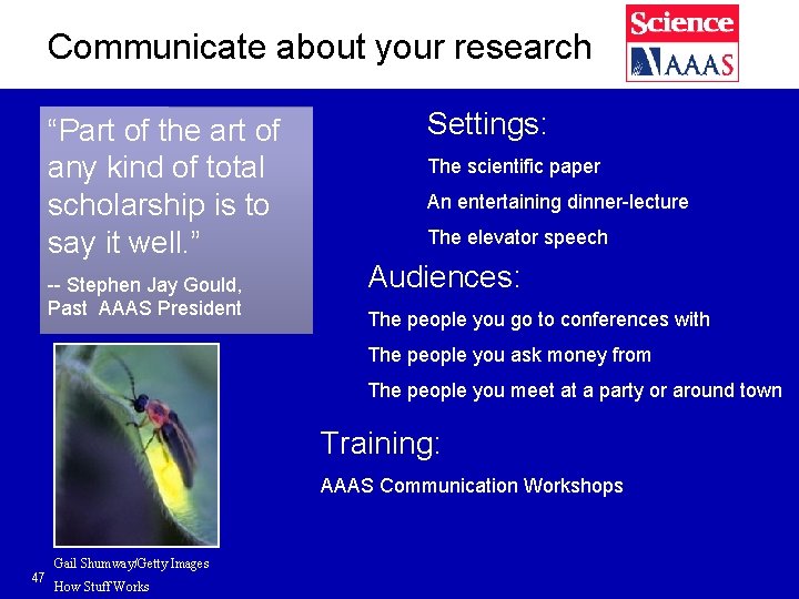 Communicate about your research “Part of the art of any kind of total scholarship