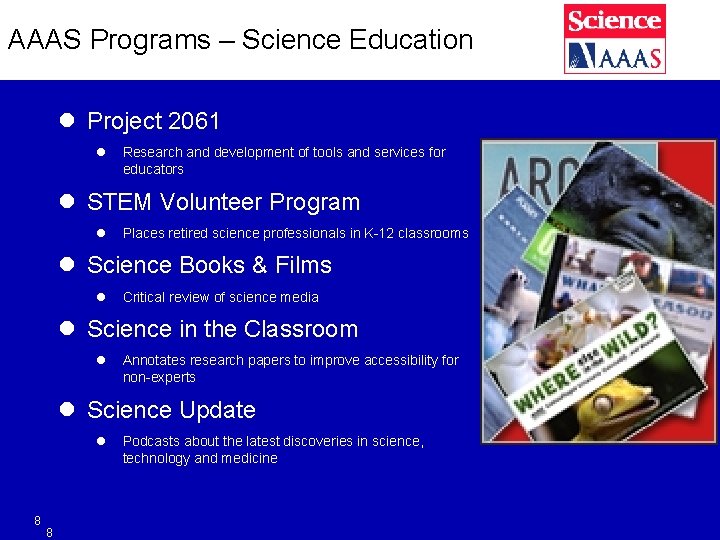 AAAS Programs – Science Education l Project 2061 l Research and development of tools