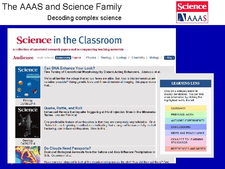 The AAAS and Science Family Decoding complex science 9 