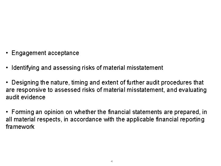 When does an auditor start using his/her professional scepticism? • Engagement acceptance • Identifying