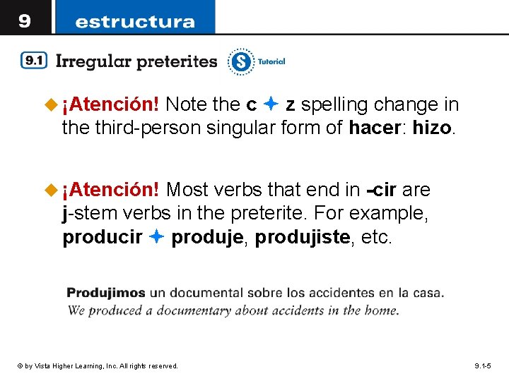 u ¡Atención! Note the c z spelling change in the third-person singular form of