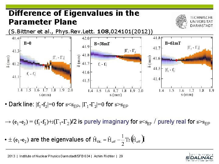 Difference of Eigenvalues in the Parameter Plane (S. Bittner et al. , Phys. Rev.