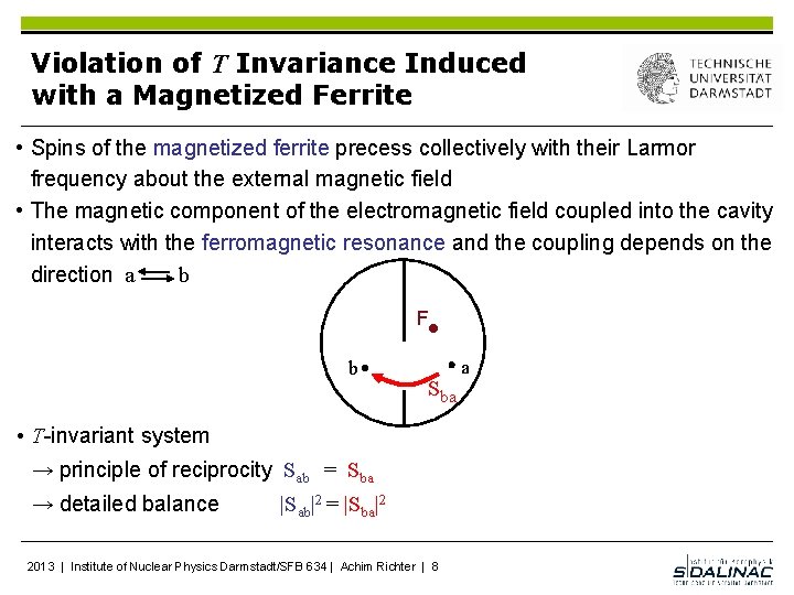 Violation of T Invariance Induced with a Magnetized Ferrite • Spins of the magnetized