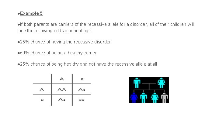 ●Example 5 ●If both parents are carriers of the recessive allele for a disorder,