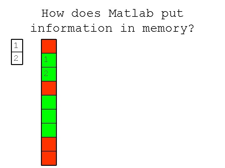 How does Matlab put information in memory? 1 2 