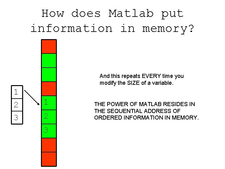 How does Matlab put information in memory? And this repeats EVERY time you modify