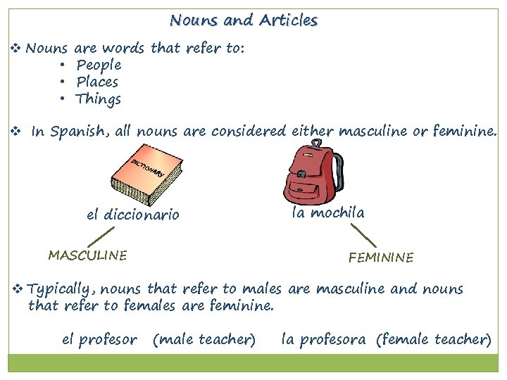 Nouns and Articles v Nouns • • • are words that refer to: People