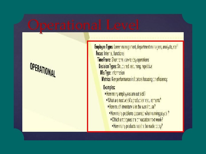 Operational Level 