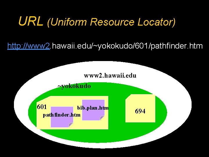 URL (Uniform Resource Locator) http: //www 2. hawaii. edu/~yokokudo/601/pathfinder. htm www 2. hawaii. edu
