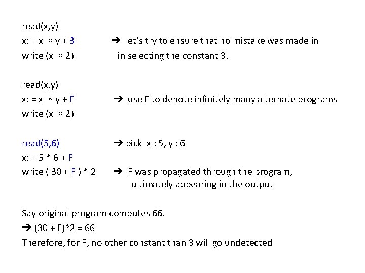 read(x, y) x: = x ＊y + 3 write (x ＊2) read(x, y) x: