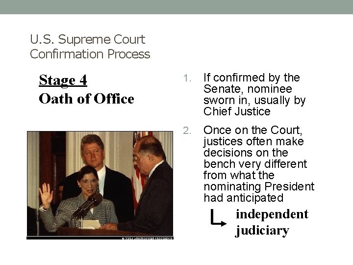 U. S. Supreme Court Confirmation Process Stage 4 Oath of Office 1. If confirmed