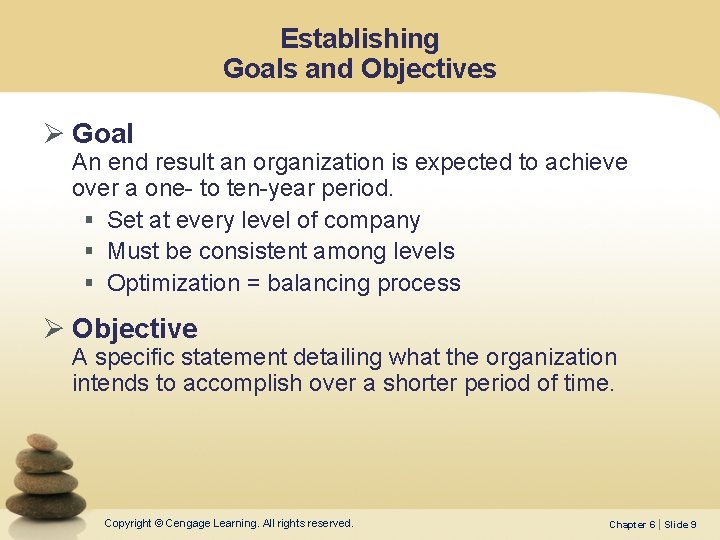 Establishing Goals and Objectives Ø Goal An end result an organization is expected to
