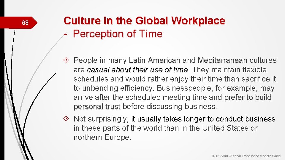 68 Culture in the Global Workplace - Perception of Time People in many Latin