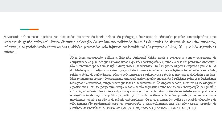 A vertente crítica nasce apoiada nas discussões em torno da teoria crítica, da pedagogia