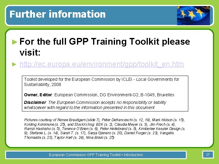 Further information ► For the full GPP Training Toolkit please visit: ► http: //ec.