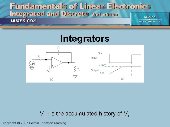 Integrators Vout is the accumulated history of Vin 