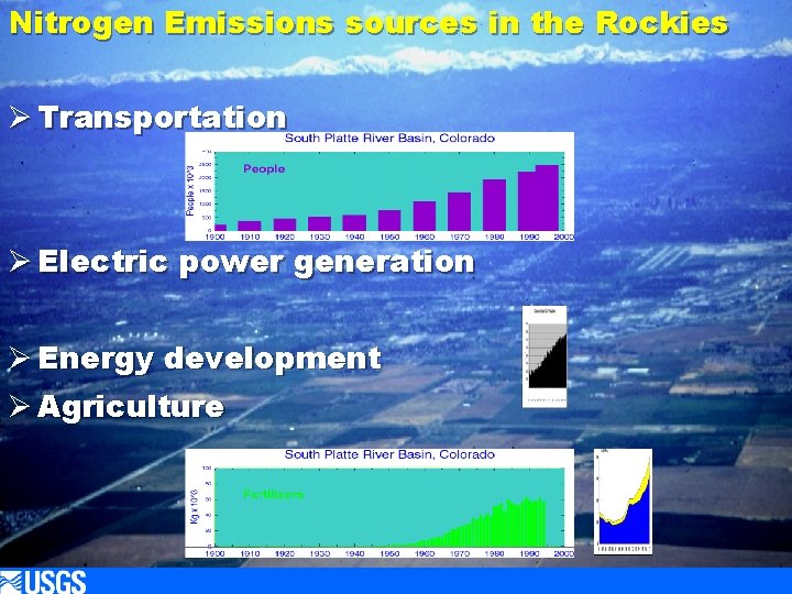 Nitrogen Emissions sources in the Rockies Ø Transportation Ø Electric power generation Ø Energy