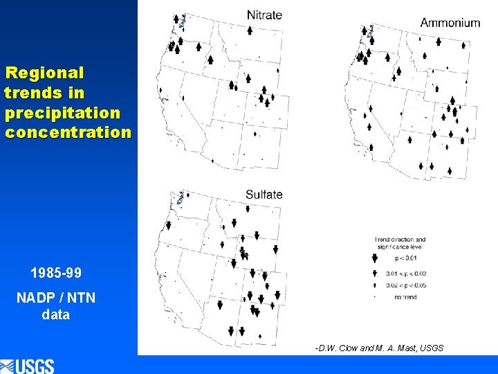 Regional trends in precipitation concentration 1985 -99 NADP / NTN data -D. W. Clow