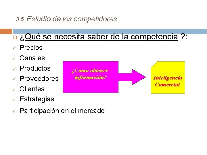 3. 5. Estudio de los competidores ¿Qué se necesita saber de la competencia ?