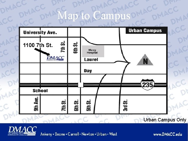 Map to Campus Urban Campus Only 