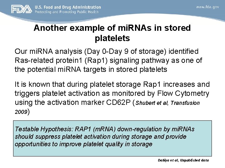 Another example of mi. RNAs in stored platelets Our mi. RNA analysis (Day 0