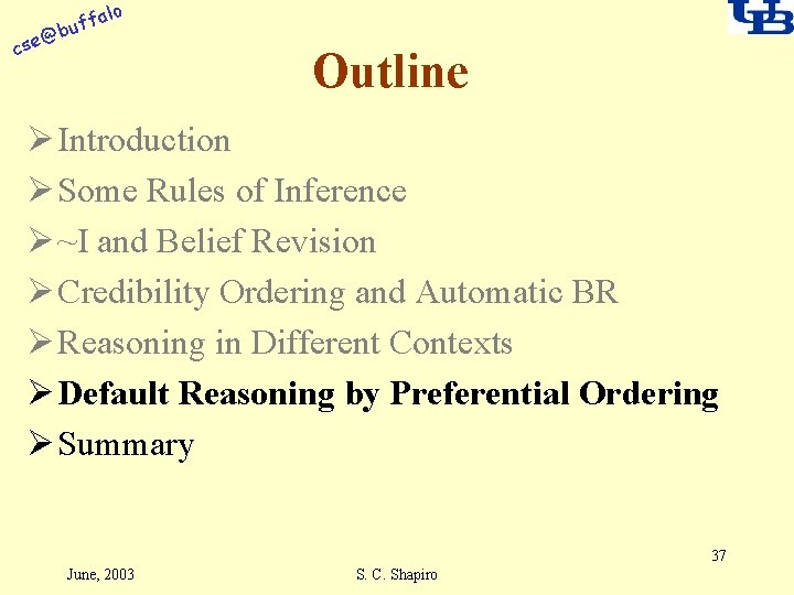 alo f buf @ cse Outline Ø Introduction Ø Some Rules of Inference Ø