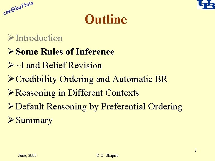 alo f buf @ cse Outline Ø Introduction Ø Some Rules of Inference Ø