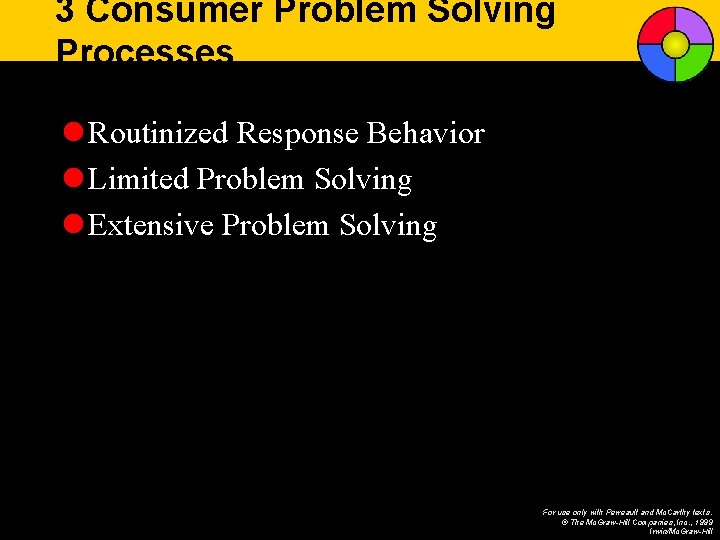 3 Consumer Problem Solving Processes l Routinized Response Behavior l Limited Problem Solving l