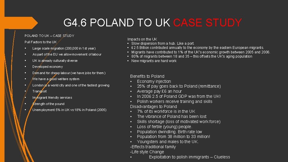 G 4. 6 POLAND TO UK CASE STUDY POLAND TO UK – CASE STUDY