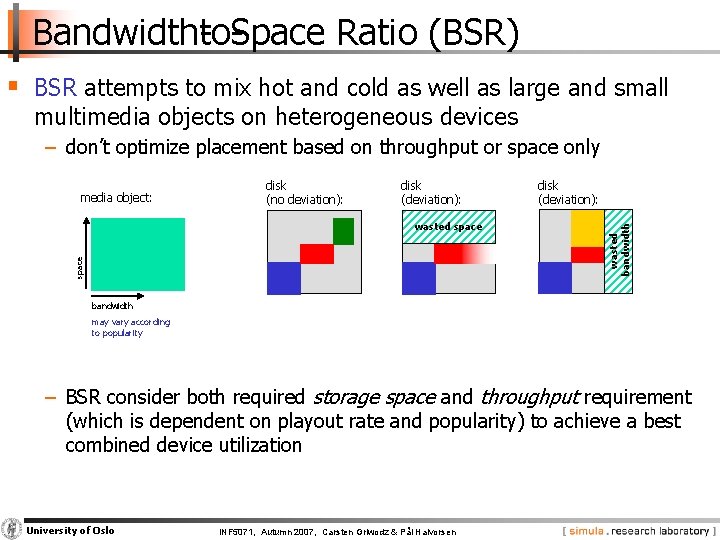 Bandwidth to Space Ratio (BSR) § BSR attempts to mix hot and cold as