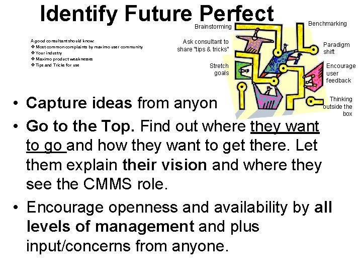 Identify Future Perfect Brainstorming A good consultant should know: v. Most common complaints by