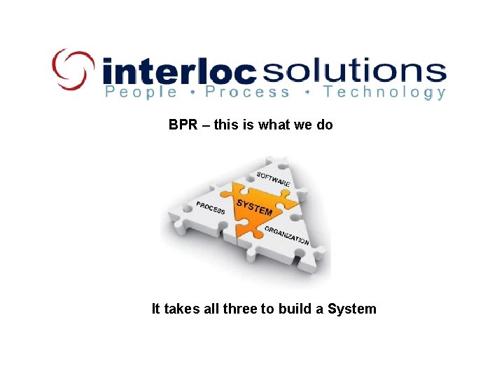 BPR – this is what we do It takes all three to build a