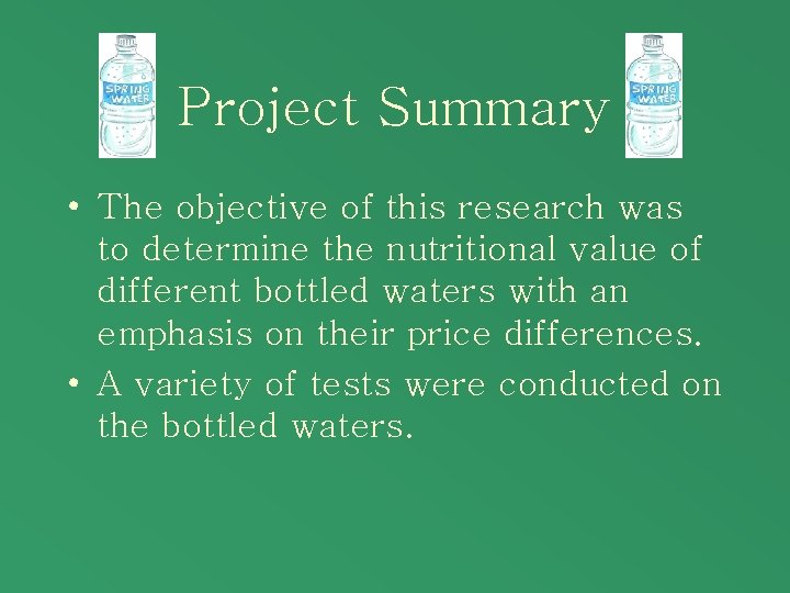 Experiments in Bottled Water Quality Price vs Purity