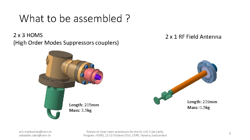 What to be assembled ? 2 x 3 HOMS (High Order Modes Suppressors couplers)