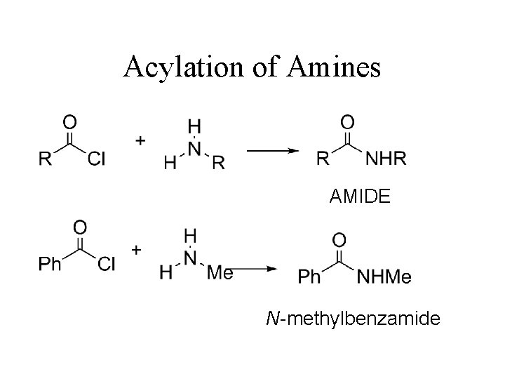 Acylation of Amines AMIDE N-methylbenzamide 