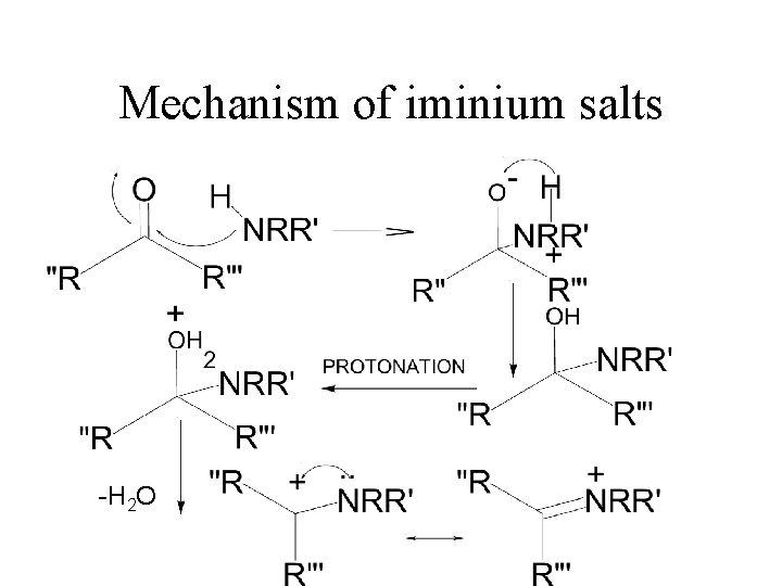 Mechanism of iminium salts -H 2 O 