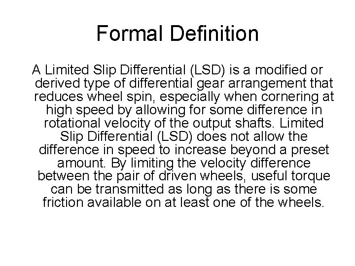 Limited Slip Differentials By Usman Akhtar Normal Differential