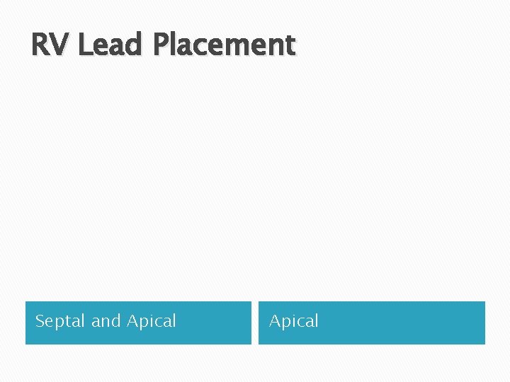 RV Lead Placement Septal and Apical 