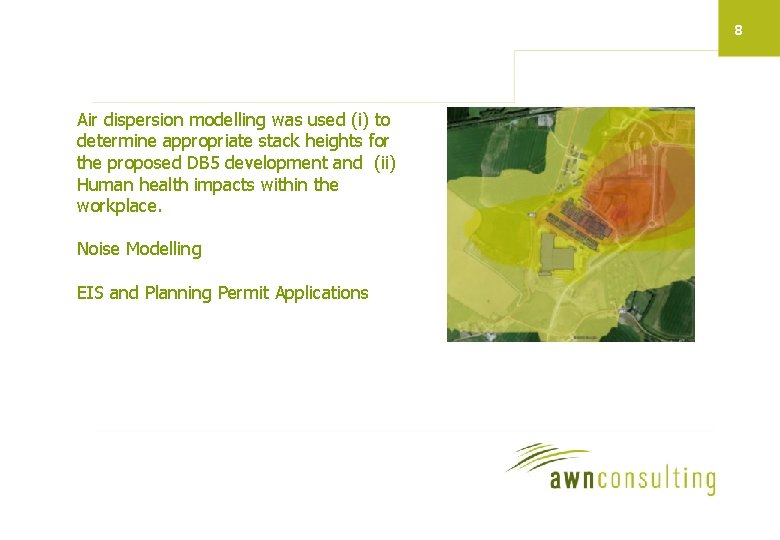 8 Air dispersion modelling was used (i) to determine appropriate stack heights for the