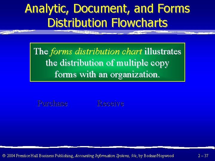 Analytic, Document, and Forms Distribution Flowcharts The forms distribution chart illustrates the distribution of