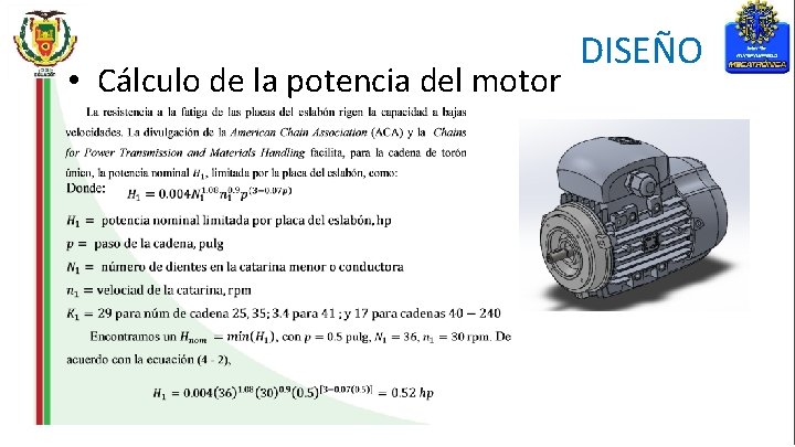 • Cálculo de la potencia del motor DISEÑO 